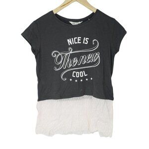 H&M Nice is the New Cool Tshirt with Tulle Hem Girl's Size 14+NEW